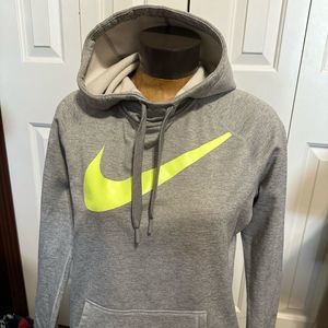 Nike Gray Hoodie with Neon Yellow Swoosh